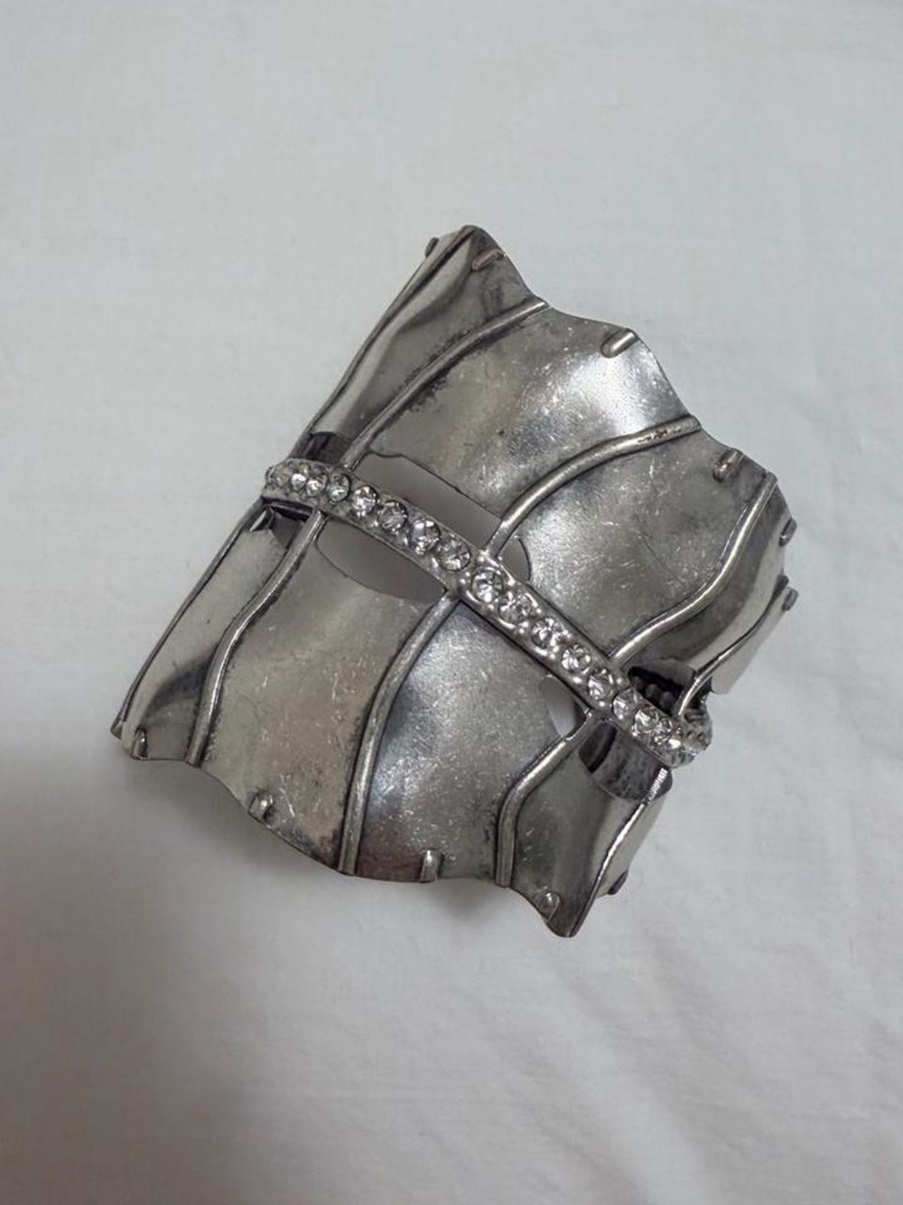 Silver Crystal Accent Wide Cuff Bracelet - Women Accessories